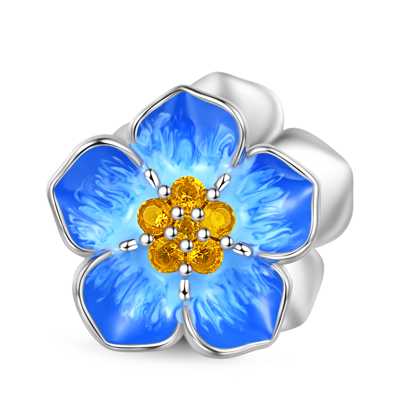 Gnoce Blue Forget-Me-Not Charm Platinum-plated Silver Blend_1