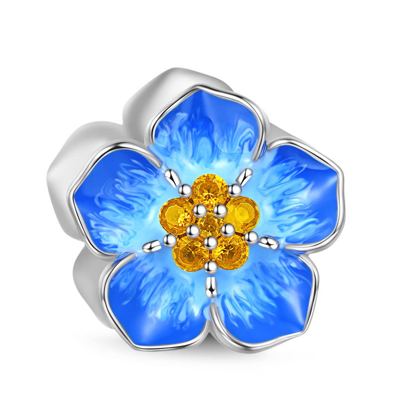 Gnoce Blue Forget-Me-Not Charm Platinum-plated Silver Blend_2