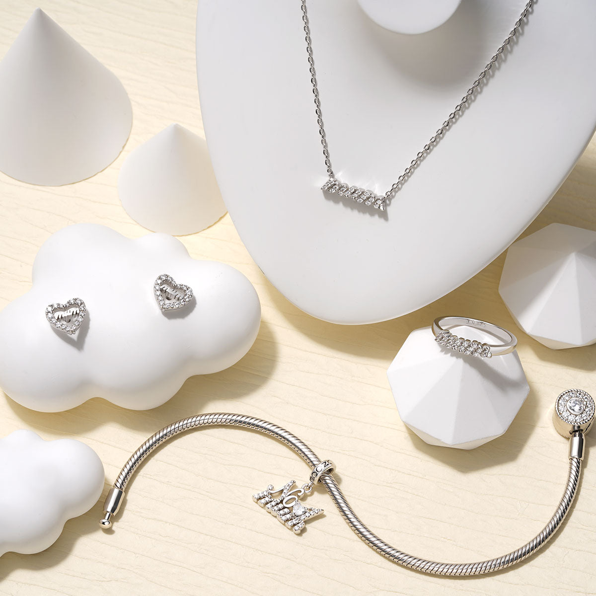Gnoce Sparkling Mum Necklace Platinum-plated Silver Blend_3