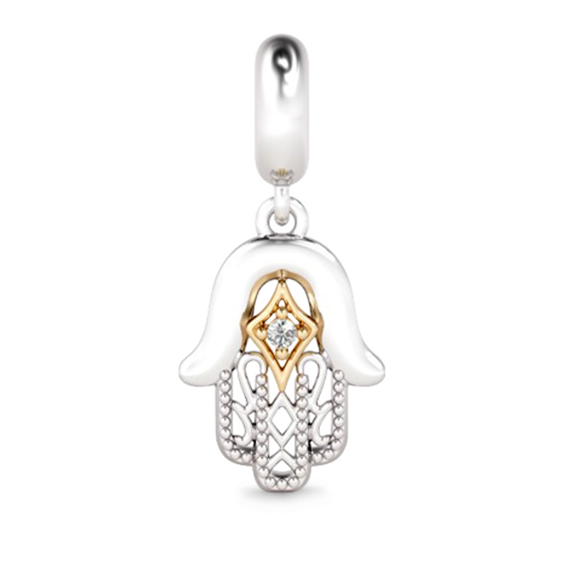 Gnoce All is Well Hamsa Hand Charm Platinum-plated Silver Blend_1