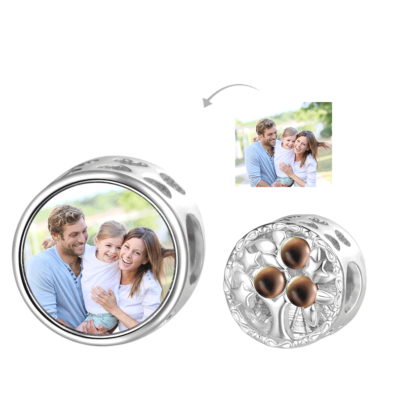 Gnoce Family Tree Personalized Photo Mood Charm Platinum-plated Silver Blend_1