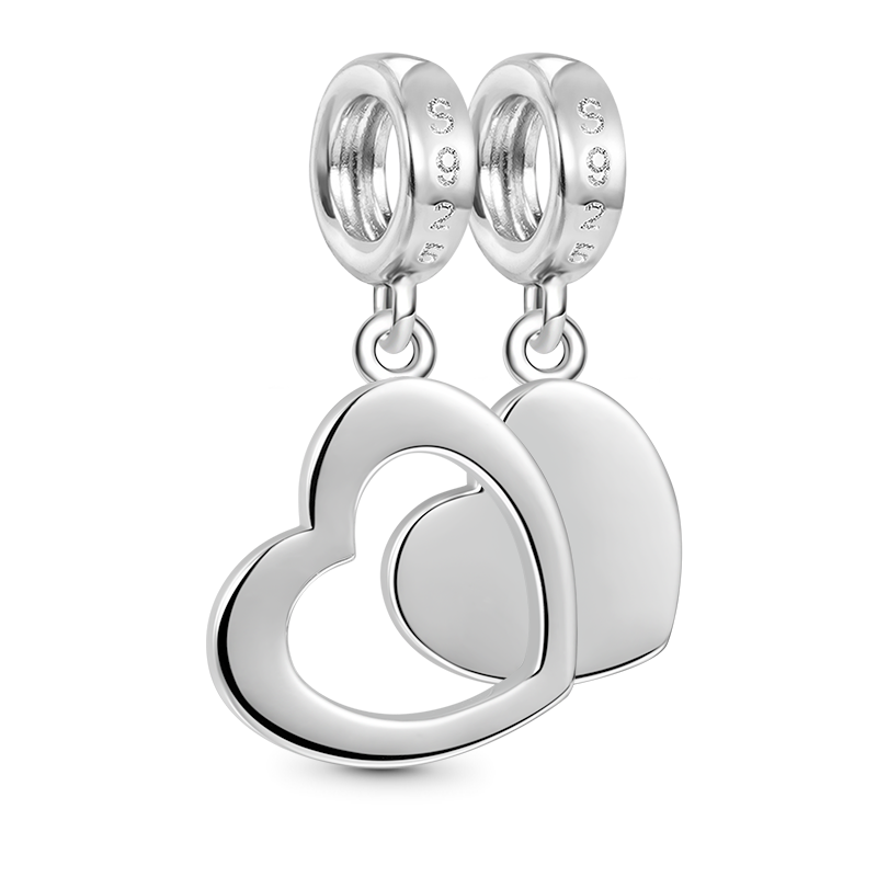 Gnoce Mother&Daughter Heart Pendant Dangle Charm_2