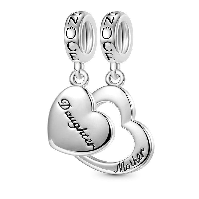 Gnoce Mother&Daughter Heart Pendant Dangle Charm_1