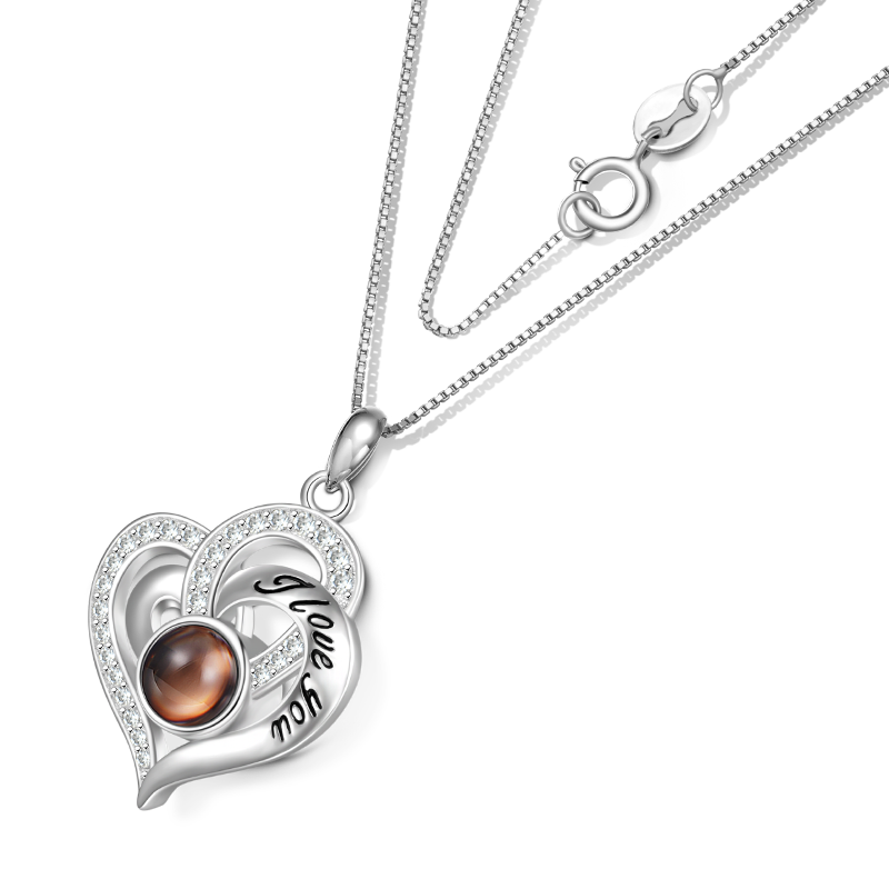 Gnoce Projection Love Heart Personalized Photo Necklace_2