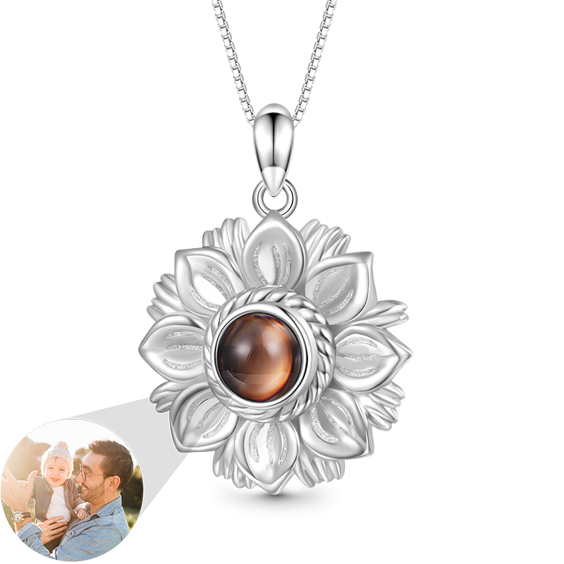 Gnoce Projection Sunflower Personalized Photo Necklace_1