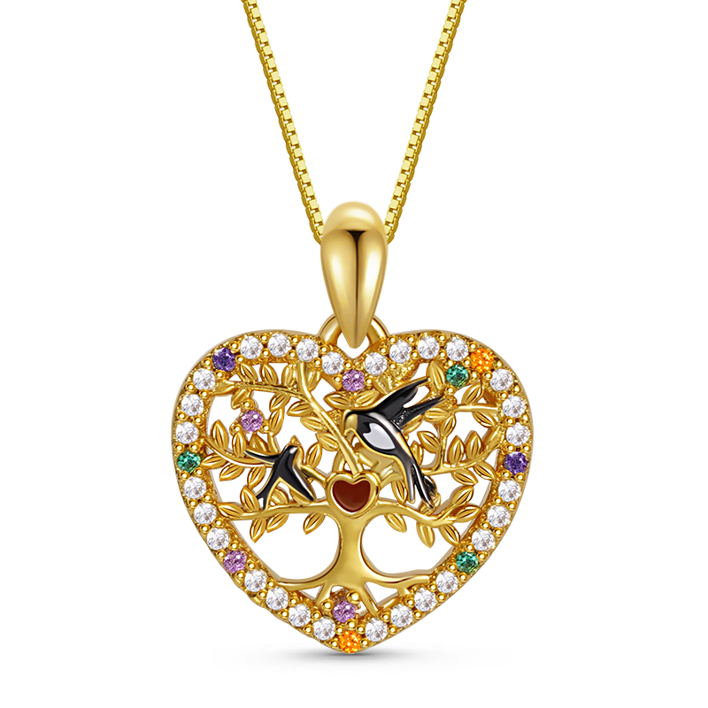 Gnoce Swallow Mom & Baby Tree of Life Necklace_1