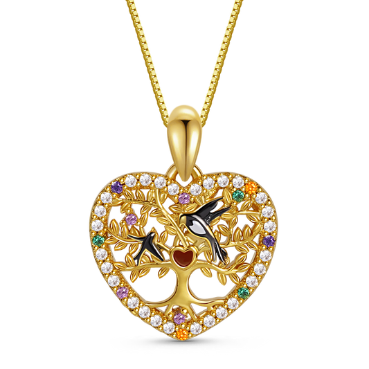 Gnoce Swallow Mom & Baby Tree of Life Necklace_1