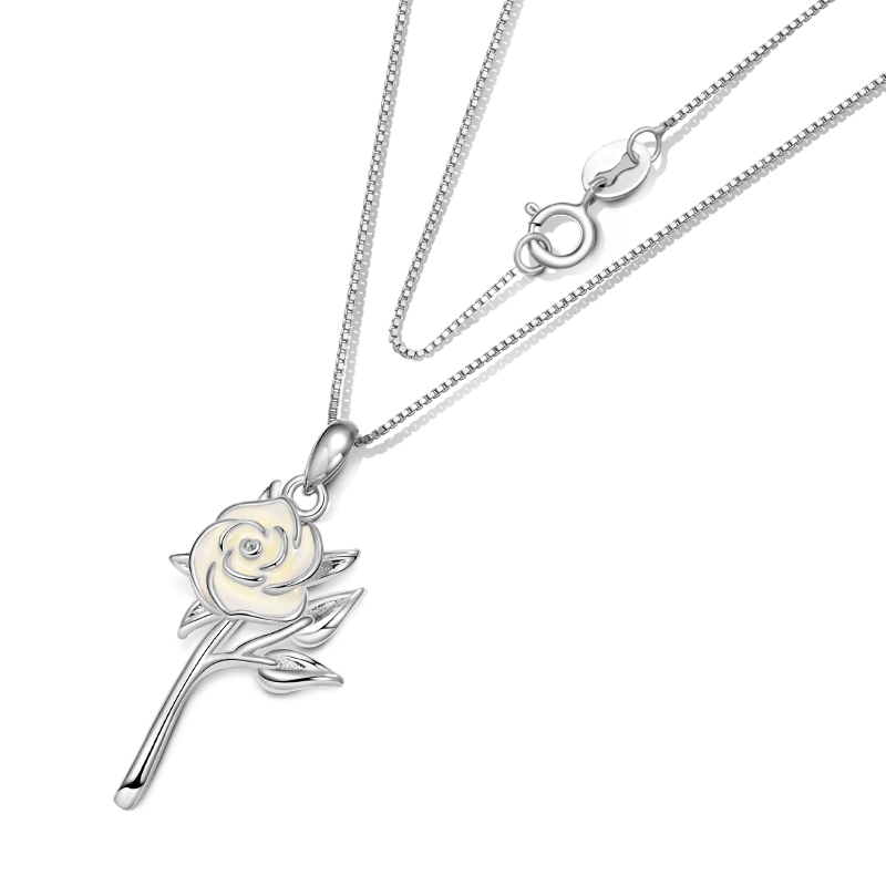 Gnoce White Rose Flower Necklace_2