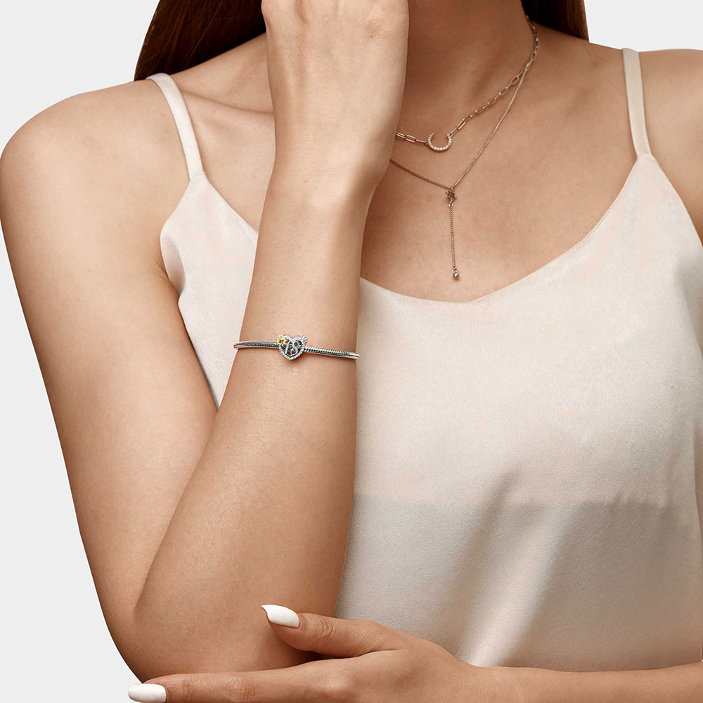 Gnoce Celebration 18th Birthday Heart Charm Platinum-plated Silver Blend_3