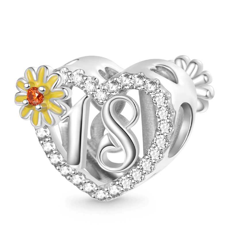 Gnoce Celebration 18th Birthday Heart Charm Platinum-plated Silver Blend_1