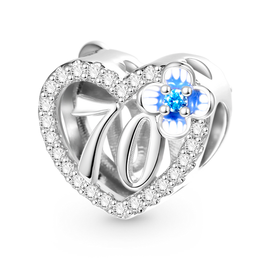 Gnoce Celebration 70th Birthday Heart Charm Platinum-plated Silver Blend_1