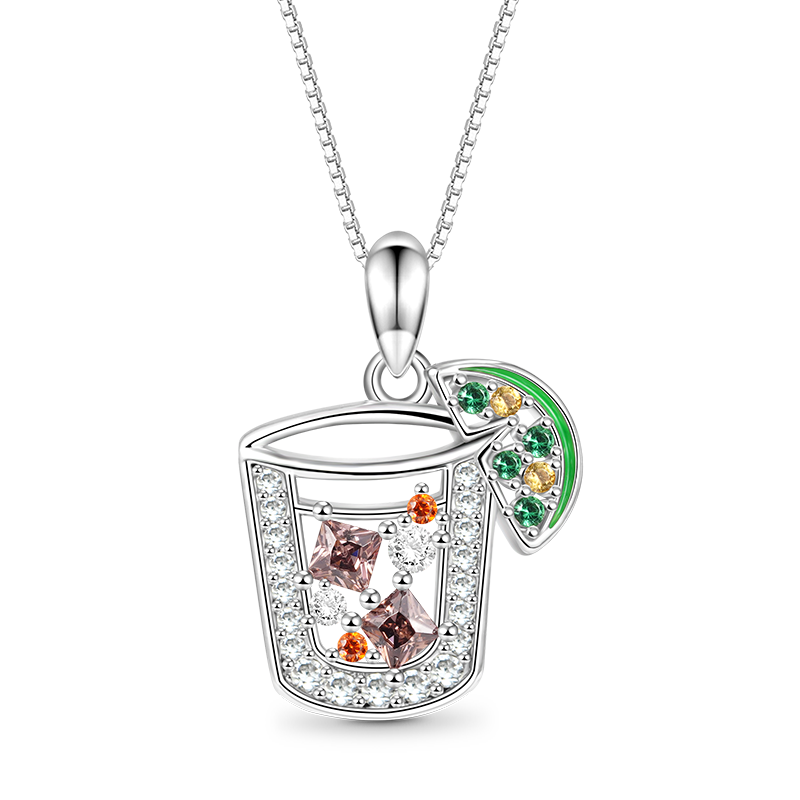 Gnoce Ice Cube Lemon Drink Necklace Platinum-plated Silver Blend_1