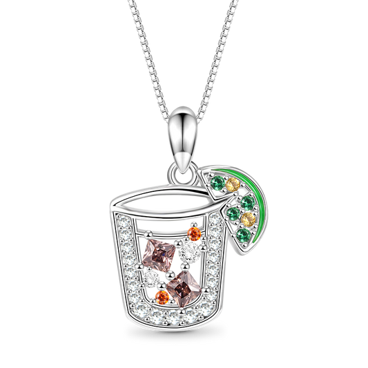 Gnoce Ice Cube Lemon Drink Necklace Platinum-plated Silver Blend_1