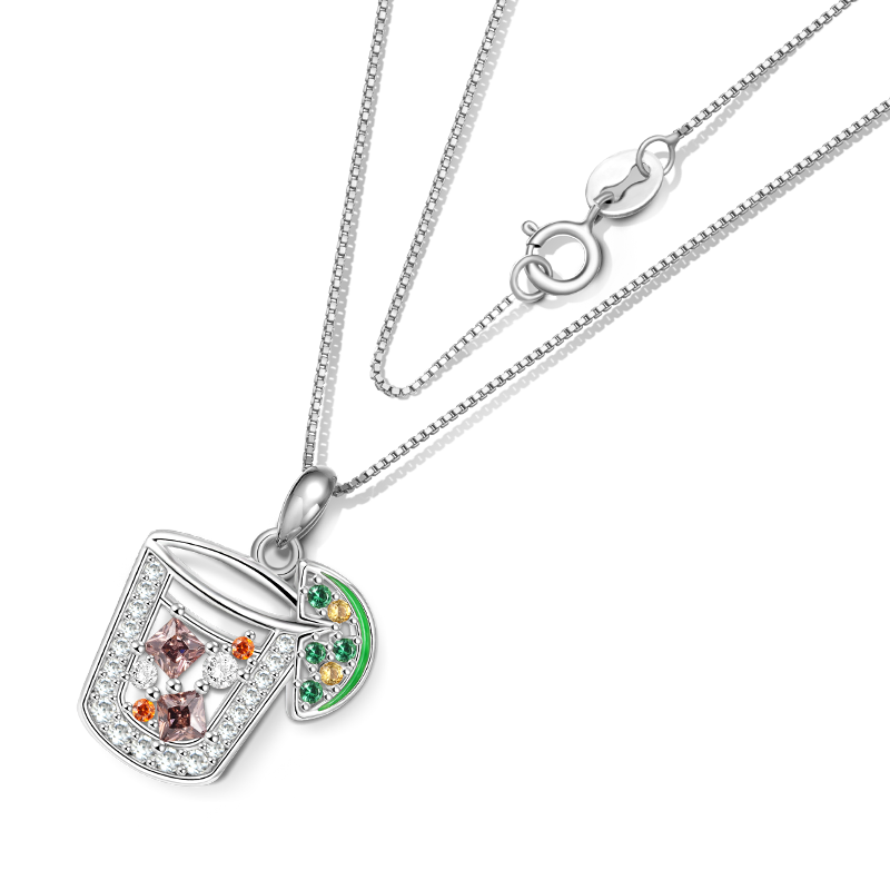 Gnoce Ice Cube Lemon Drink Necklace Platinum-plated Silver Blend_2