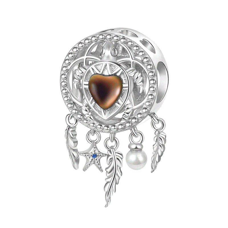 Gnoce Sea Turtle Dreamcatcher Mood Charm Platinum-plated Silver Blend_1
