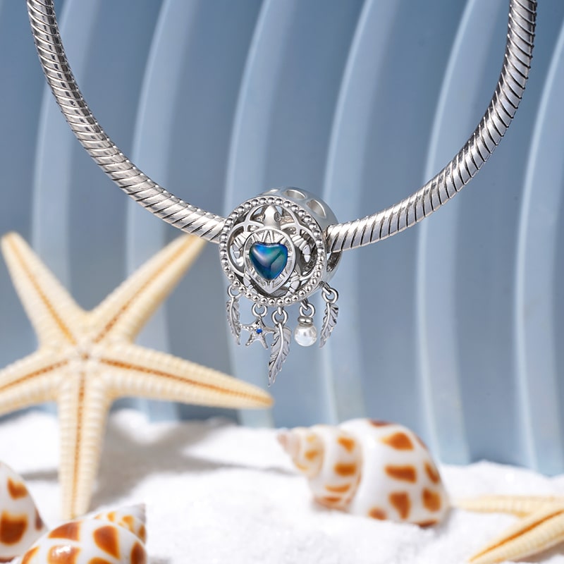 Gnoce Sea Turtle Dreamcatcher Mood Charm Platinum-plated Silver Blend_3