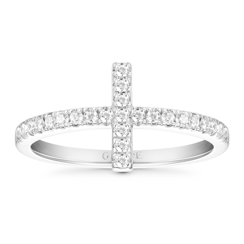 Gnoce Eternity Cross Ring Platinum-plated Silver Blend_1