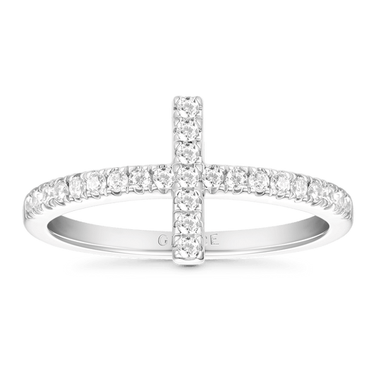 Gnoce Eternity Cross Ring Platinum-plated Silver Blend_1