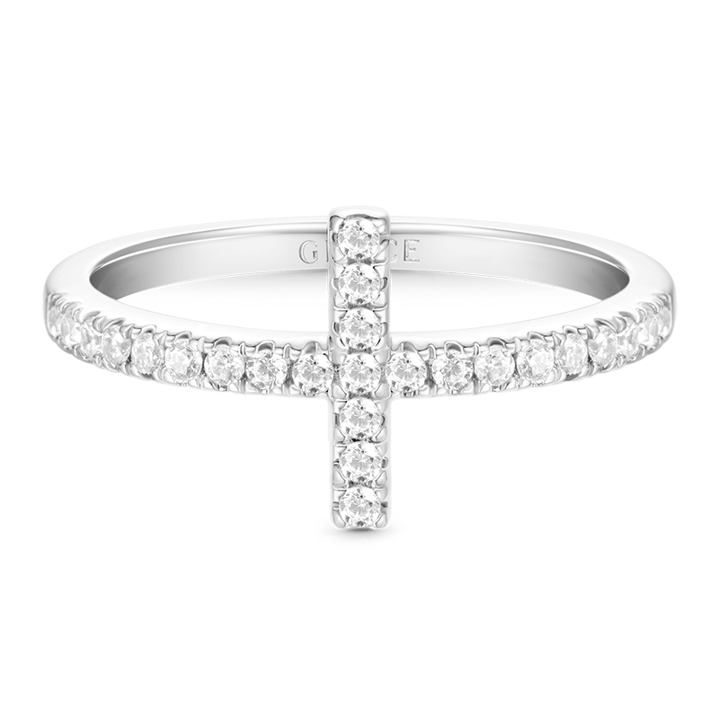 Gnoce Eternity Cross Ring Platinum-plated Silver Blend_2