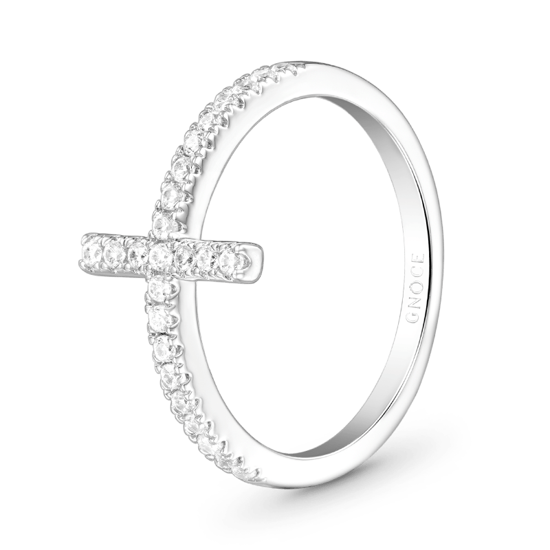 Gnoce Eternity Cross Ring Platinum-plated Silver Blend_3