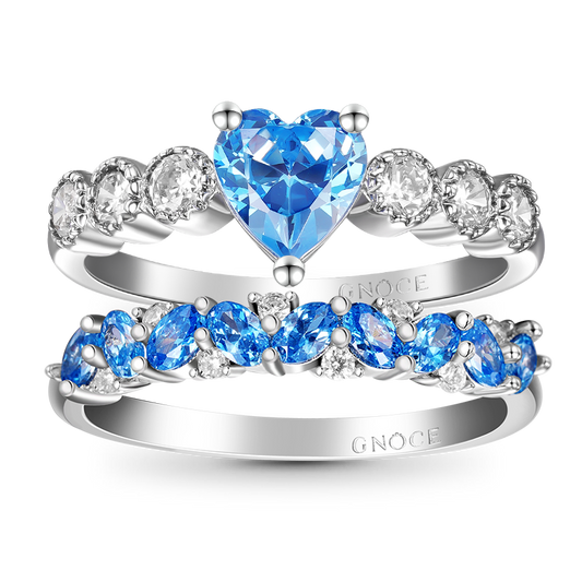 Gnoce Heart Cut Stackable Ring Set Platinum-plated Silver Blend_1