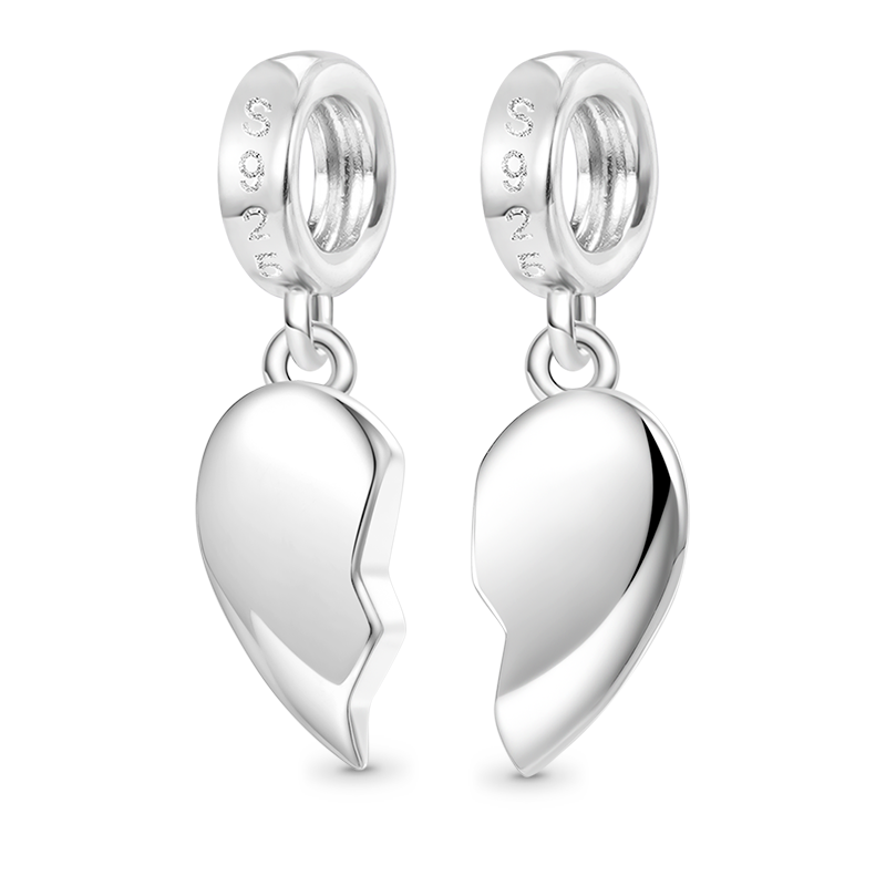 Gnoce Matching Heart Initial Letters Personalized Charm Platinum-plated Silver Blend_2