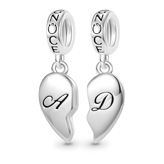 Gnoce Matching Heart Initial Letters Personalized Pendant Dangle Charm_1
