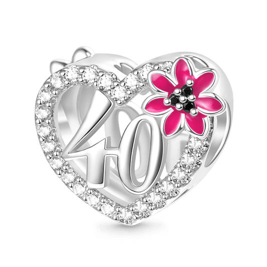 Gnoce Celebration 40th Birthday Heart Charm Platinum-plated Silver Blend_1