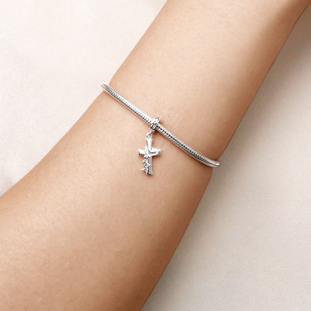 Gnoce Sparkling "Hope" Cross Pendant Dangle Charm_5