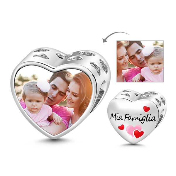 Gnoce Love "My Family" Heart Personalized Photo Charm_1