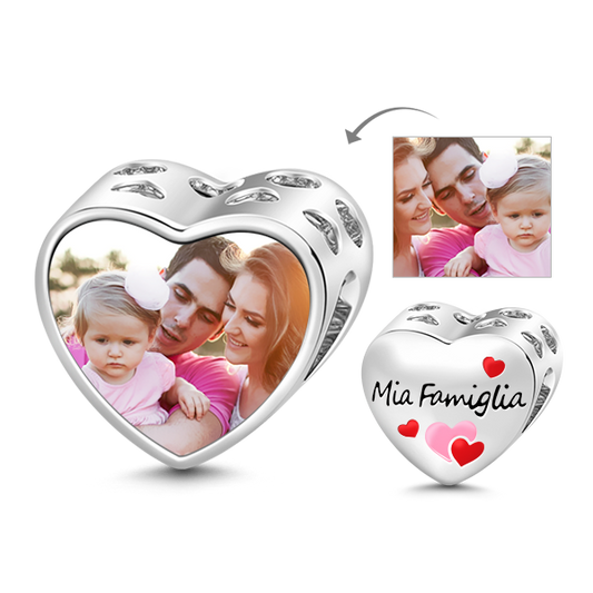 Gnoce Love "My Family" Heart Personalized Photo Charm_1