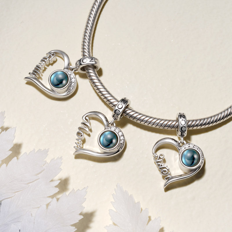 Gnoce Projection Love Family Heart Personalized Photo Pendant Dangle Charm_6