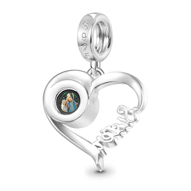 Gnoce Projection Love Family Heart Personalized Photo Pendant Dangle Charm_5