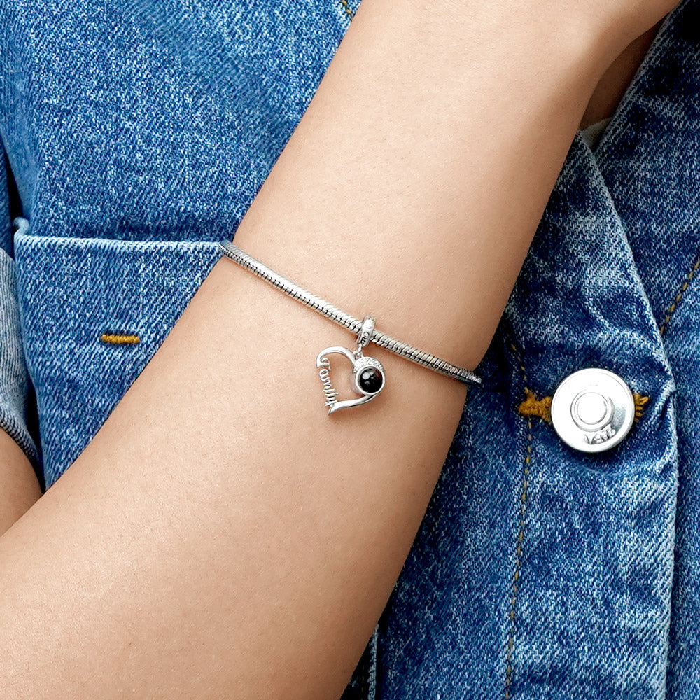 Gnoce Projection Love Family Heart Personalized Photo Pendant Dangle Charm_10