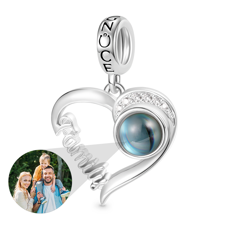Gnoce Projection Love Family Heart Personalized Photo Pendant Dangle Charm_2