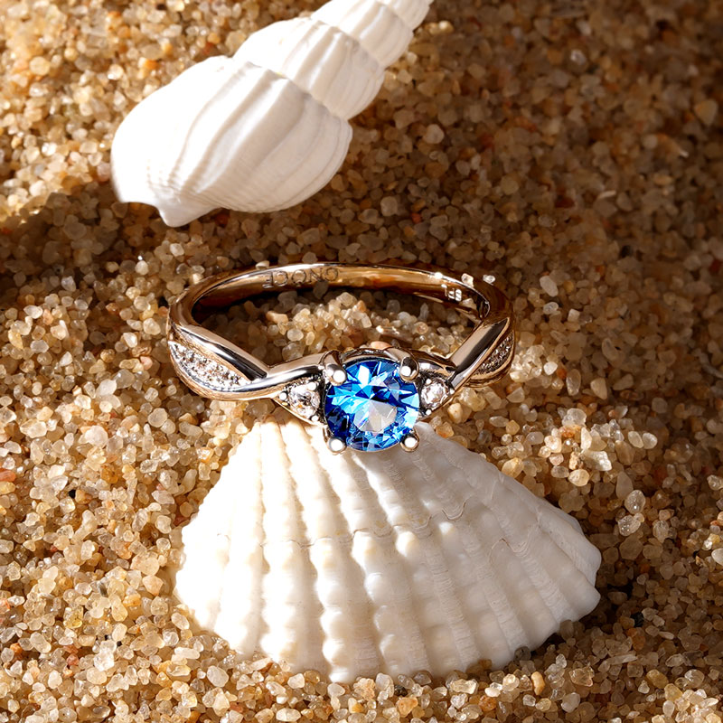 Gnoce Twisted Blue Round Cut Promise Ring_2
