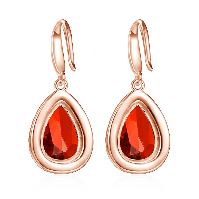 Gnoce Pear-shape Drop Birthstone Dangle Earrings 18K Rose Gold Plated_2