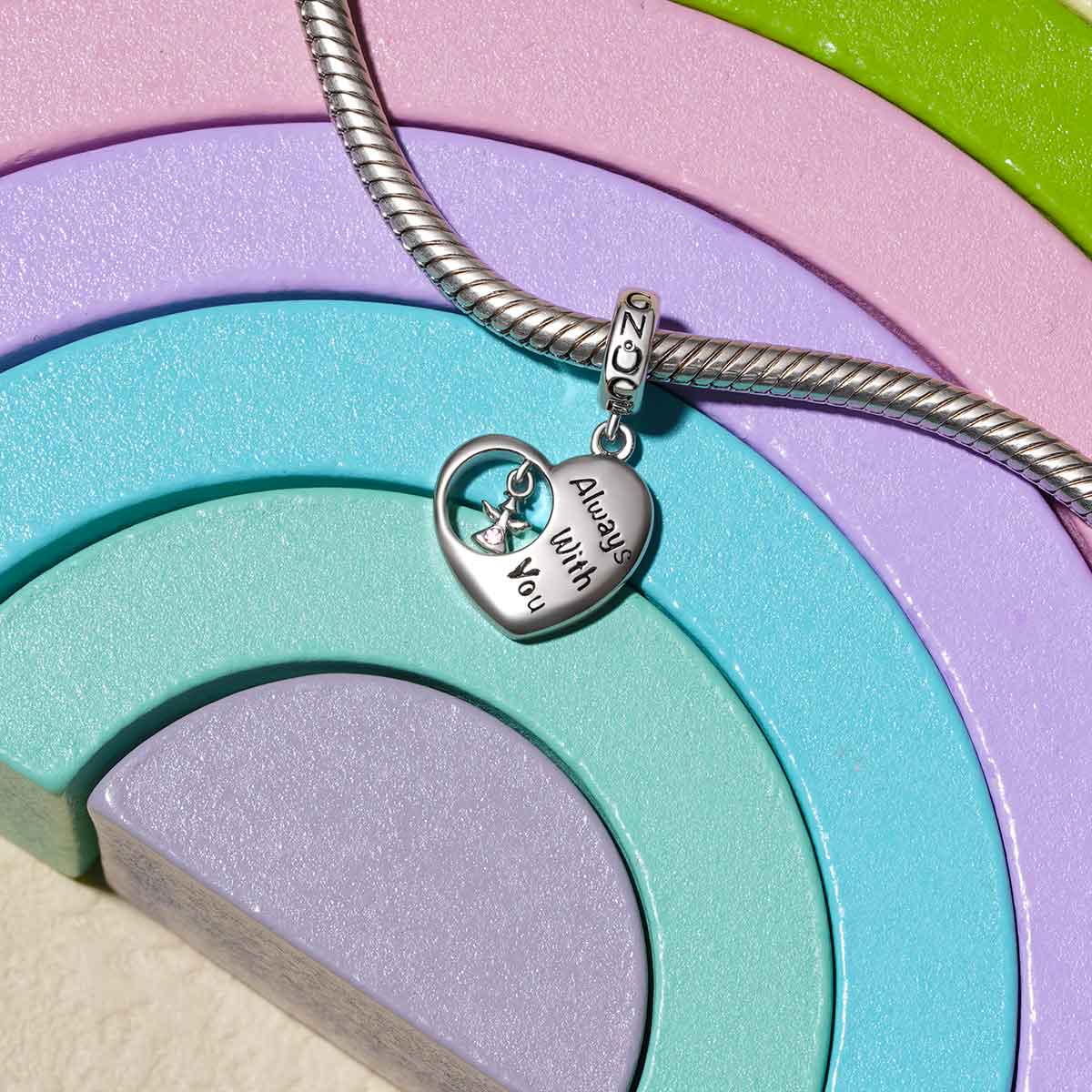 Gnoce "Always with you " Angel Heart Pendant Dangle Charm_3