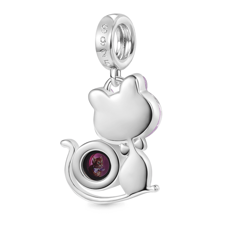 Gnoce Projection Pet Cat Personalized Photo Pendant Dangle Charm_2