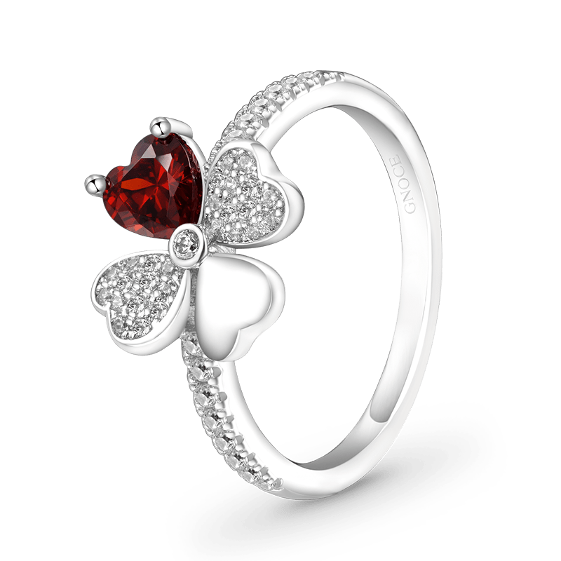 Gnoce Lucky Four Leaf Clover Birthstone Ring_3