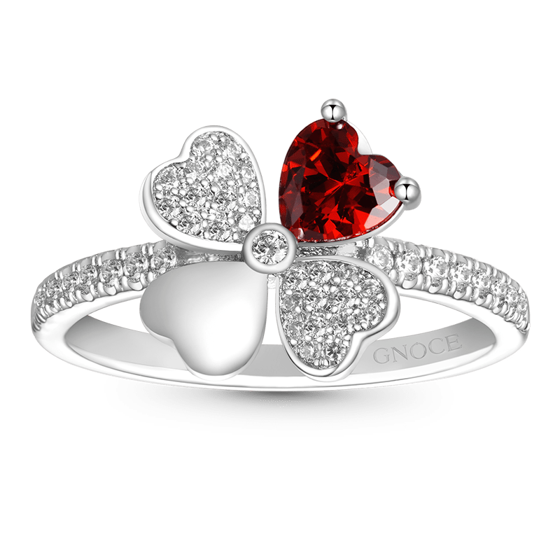 Gnoce Lucky Four Leaf Clover Birthstone Ring_2