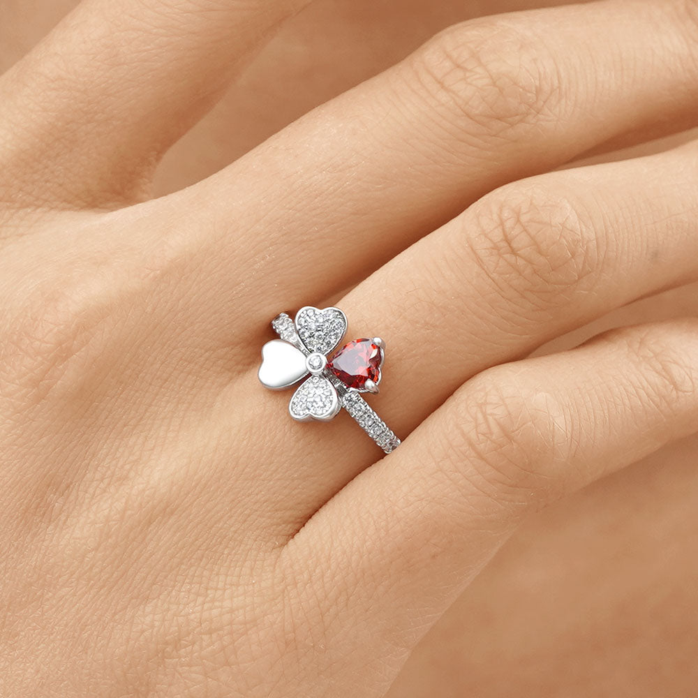 Gnoce Lucky Four Leaf Clover Birthstone Ring_6