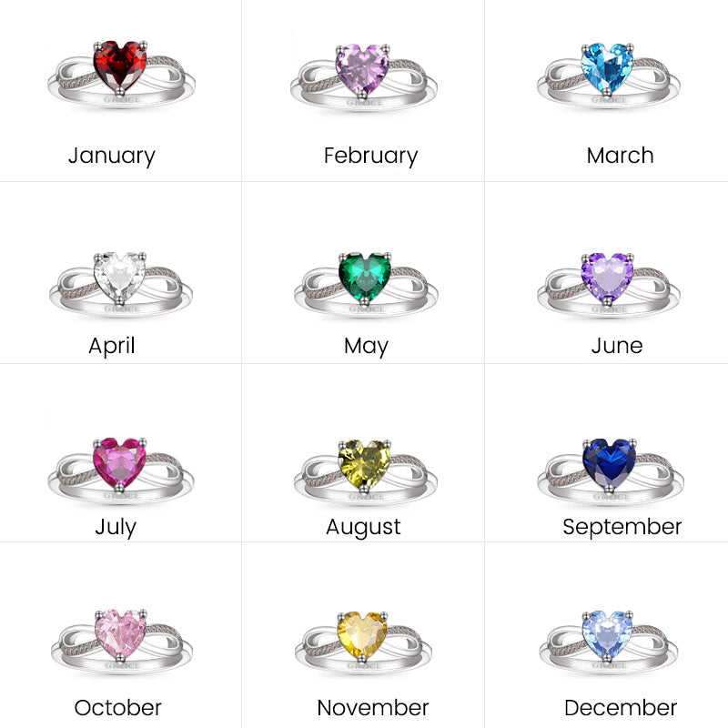 Gnoce Sparkling Birthstone Infinity Love Heart Ring_7