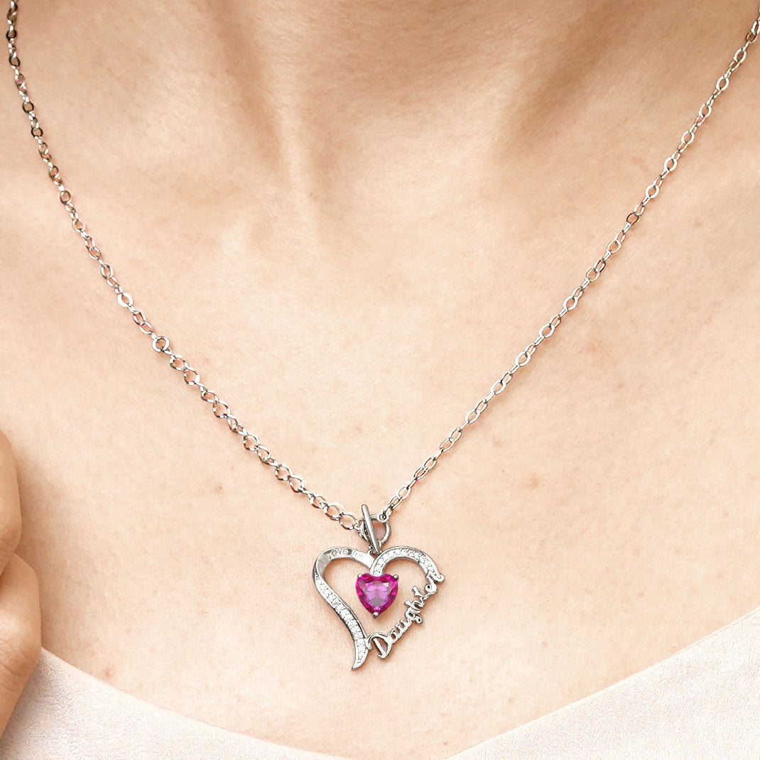 Gnoce "Daughter" Birthstone Heart Necklace_4