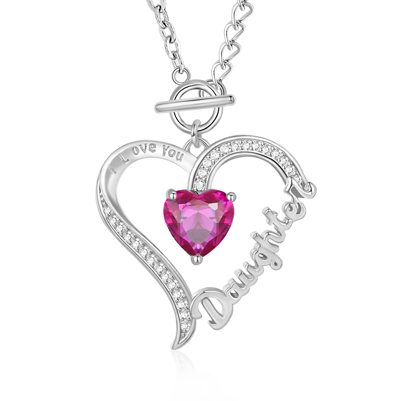 Gnoce "Daughter" Birthstone Heart Necklace_1