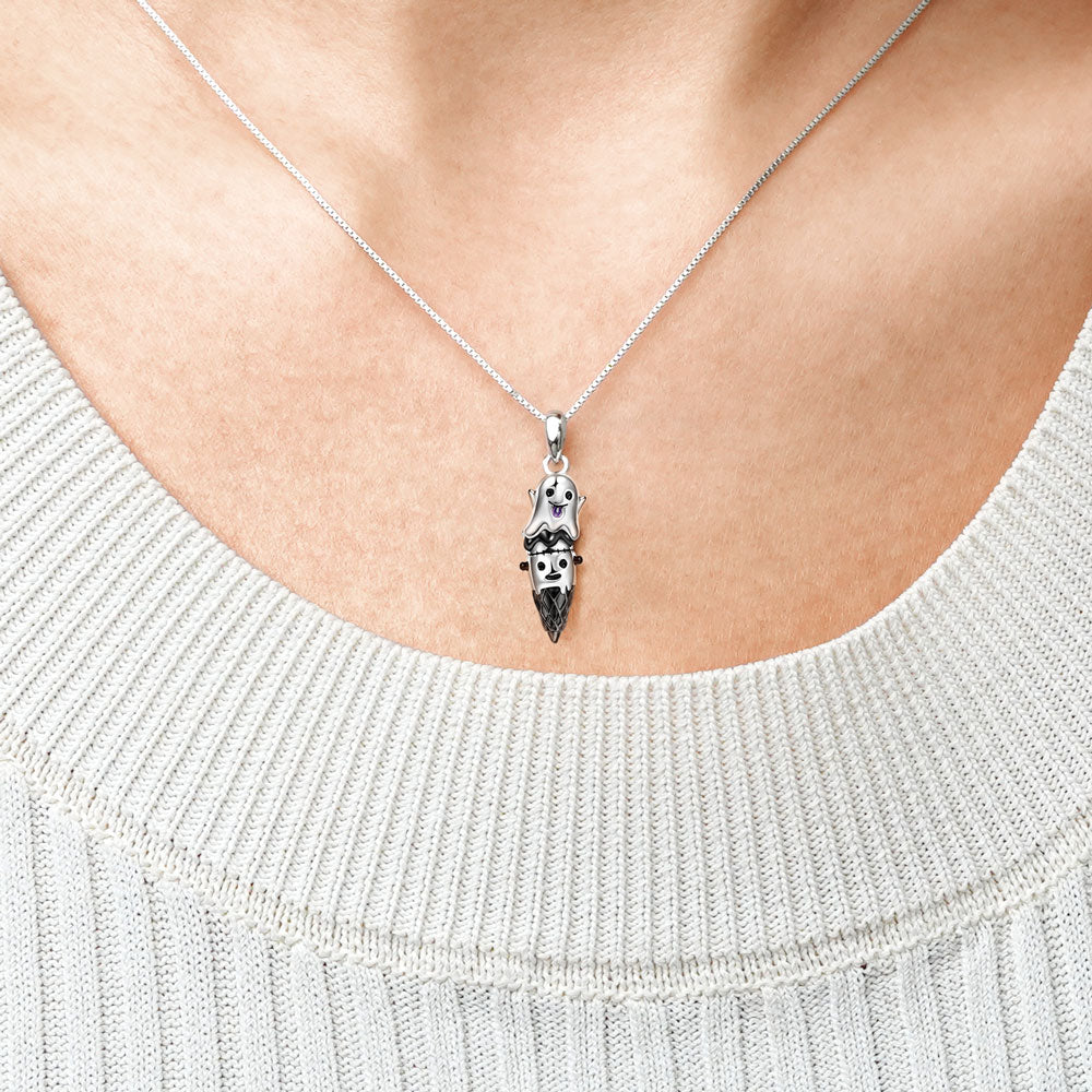 Gnoce Halloween Ghost Ice Cream Cone Necklace_4
