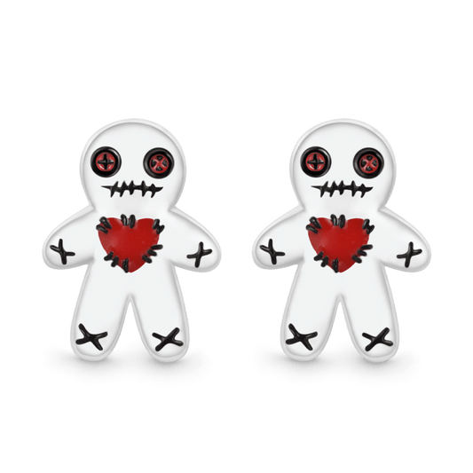 Gnoce Halloween Voodoo Doll Stud Earrings Platinum-plated Silver Blend_1