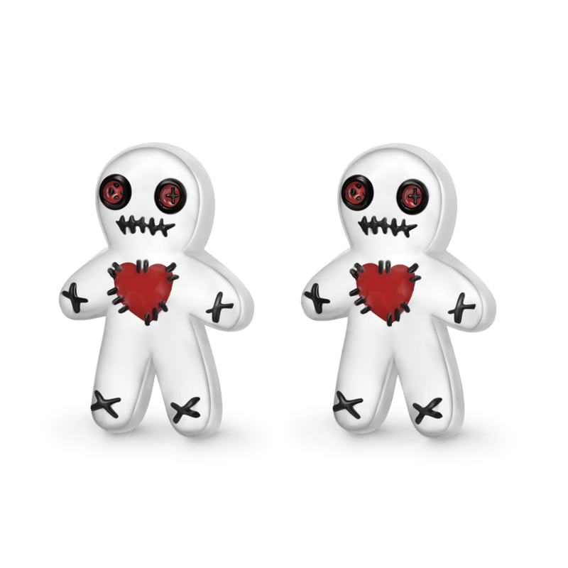 Gnoce Halloween Voodoo Doll Stud Earrings Platinum-plated Silver Blend_2