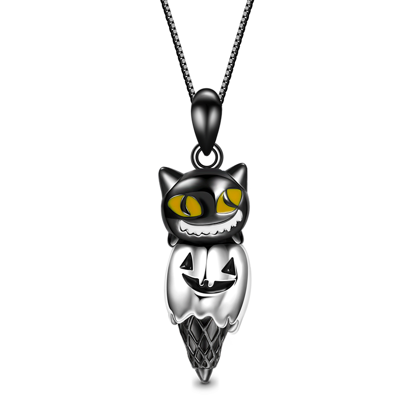 Gnoce Cat & Pumpkin Monster Cone Necklace_1