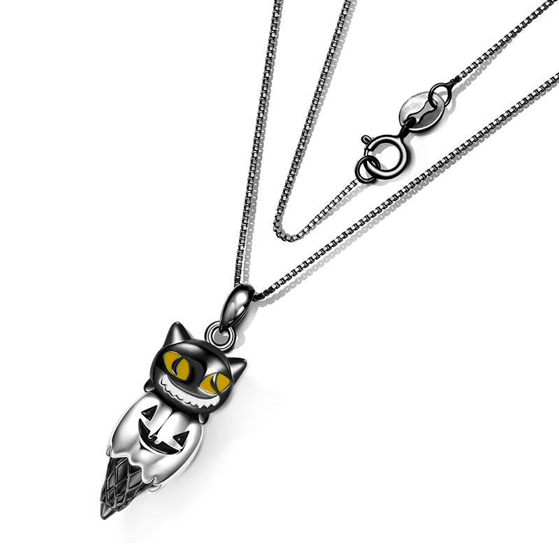 Gnoce Cat & Pumpkin Monster Cone Necklace_2